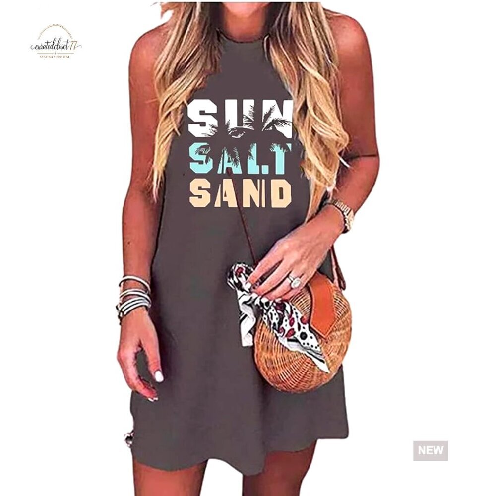 Sleeveless Mini Dress Cotton Blend A-Line Beach Coverup Casual